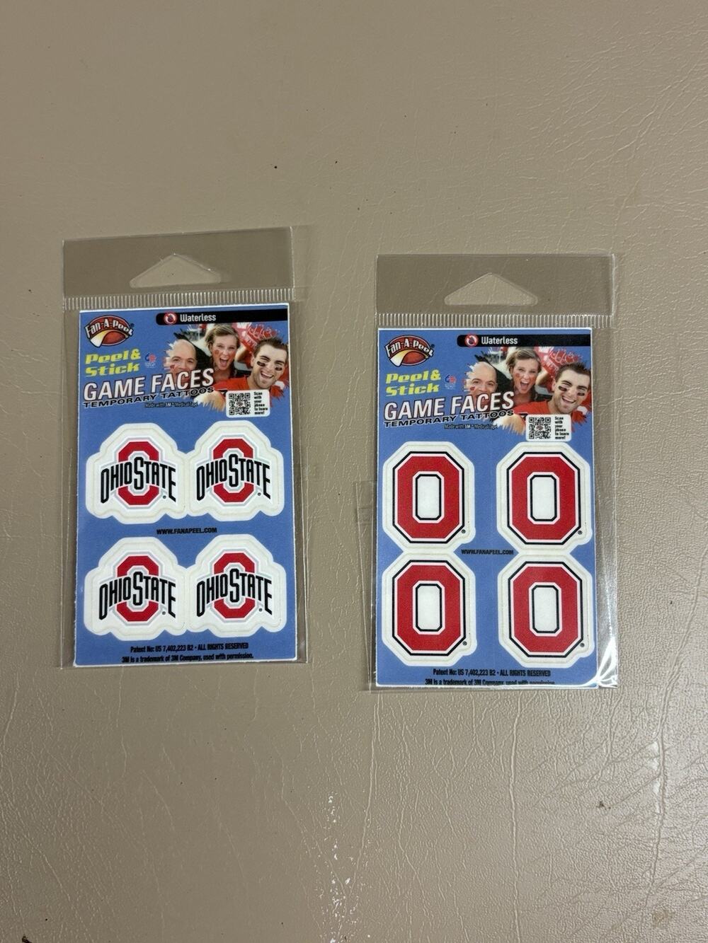 Ohio State Buckeyes Athletic Face Tattoos - Lot Of 2 Each Contains 4 8 Total